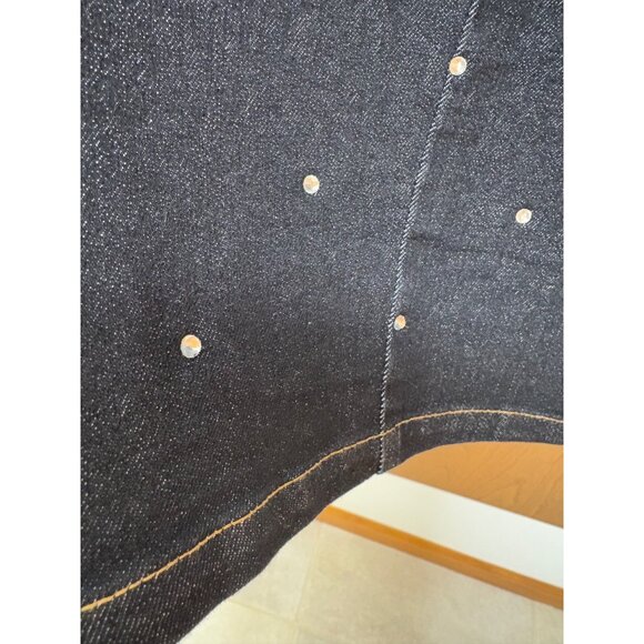 Heart & Heels Black Denim Strapless Dress Rhinestone Slit Juniors Size Large - Picture 13 of 13